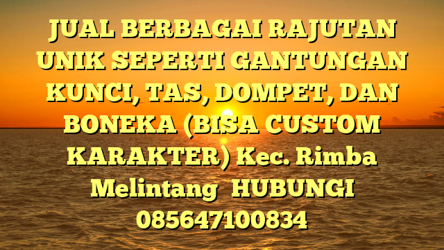 JUAL BERBAGAI RAJUTAN UNIK SEPERTI GANTUNGAN KUNCI, TAS, DOMPET, DAN BONEKA (BISA CUSTOM KARAKTER) Kec. Rimba Melintang	
HUBUNGI 085647100834