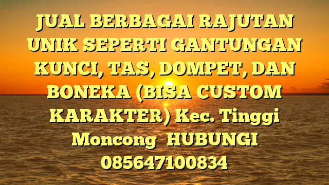 JUAL BERBAGAI RAJUTAN UNIK SEPERTI GANTUNGAN KUNCI, TAS, DOMPET, DAN BONEKA (BISA CUSTOM KARAKTER) Kec. Tinggi Moncong	
HUBUNGI 085647100834